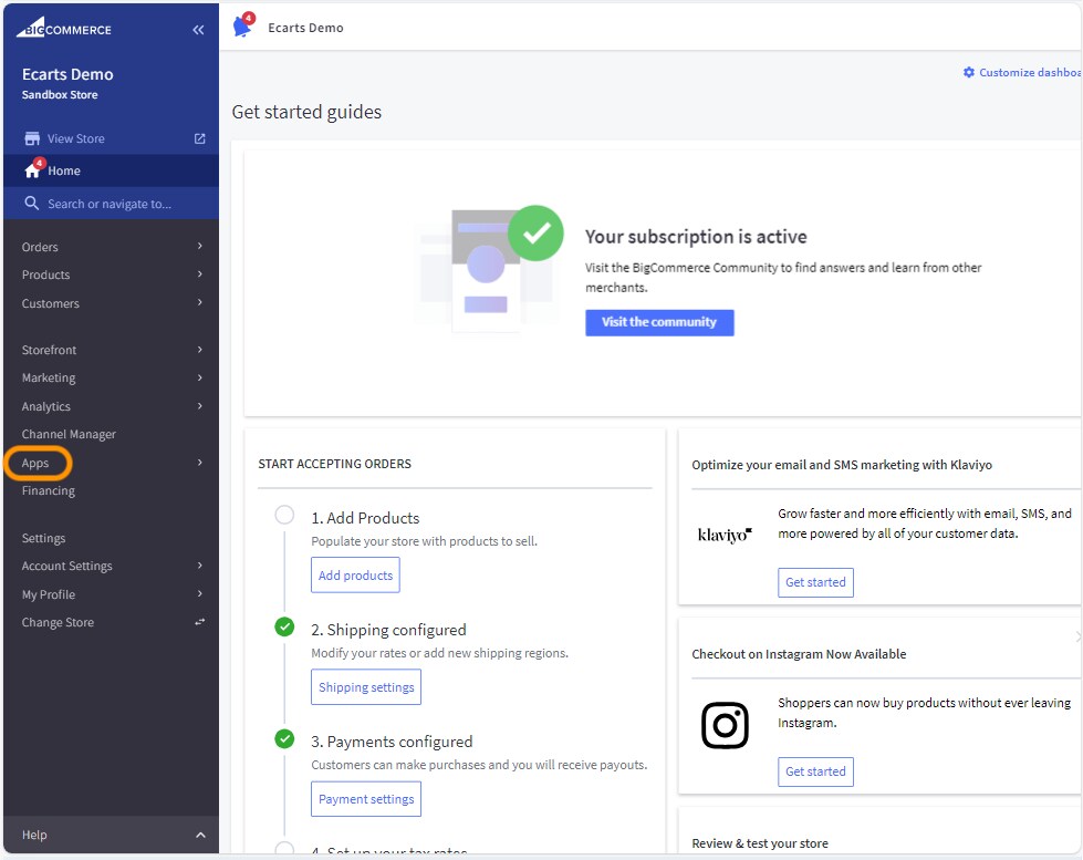 Click Apps -> Marketplace