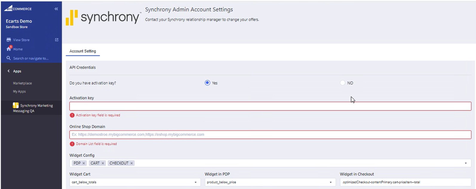 Account Settings page