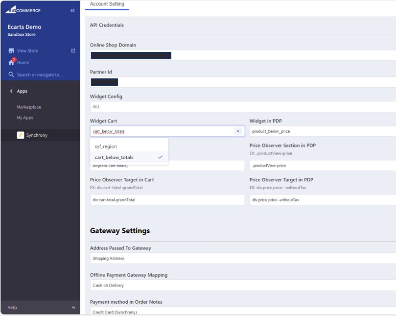 Widget Cart now has option syf_region