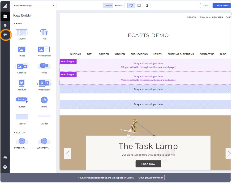 Click on Theme Styles menu from left navigation bar.