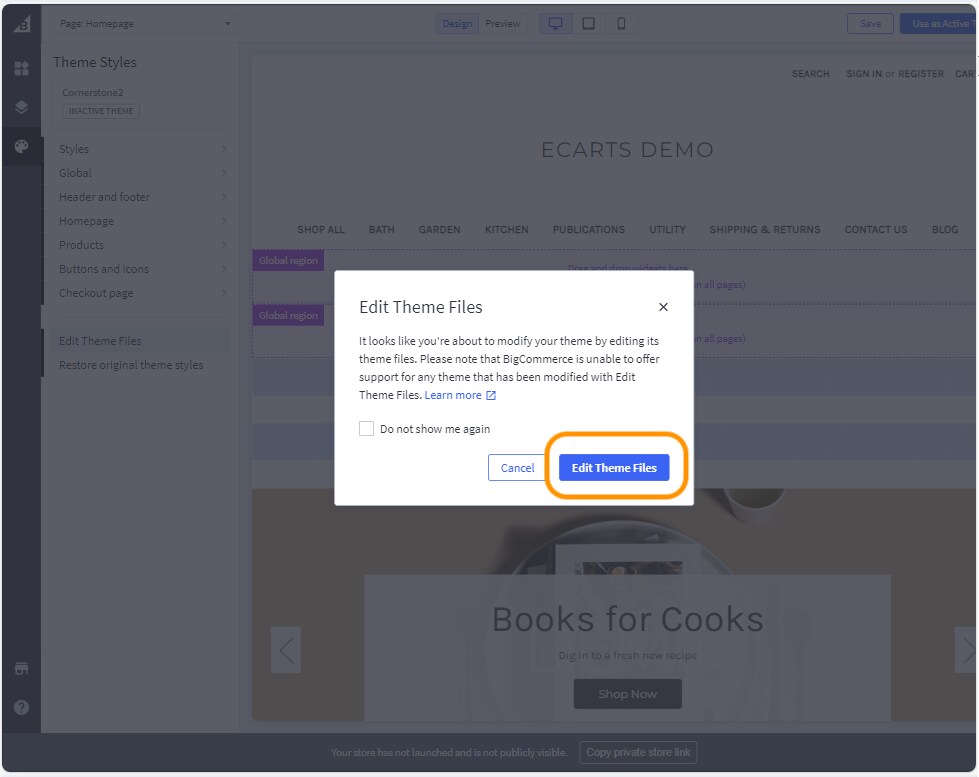 Click on Edit Theme Files button.