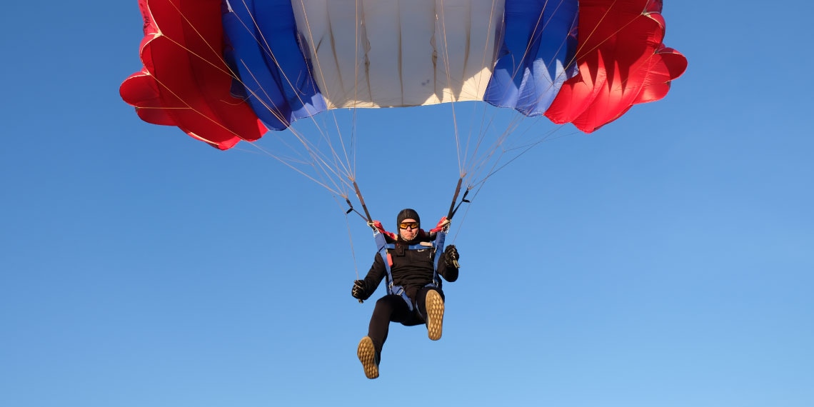 Photo of person paragliding from the sky.